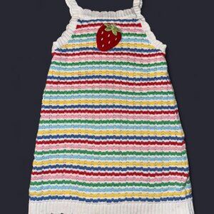 Girl's Adorable Old Navy striped strawberry knit baby dress love. Size 4T